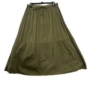 Vtg Tiered Maxi Skirt Womens Small Green Bohemian Cowgirl Whimsigrunge Peasant